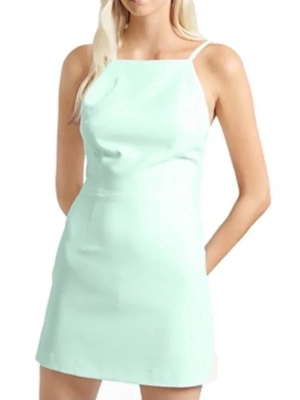 French Connection NWT bay mint whisper square neck strappy mini dress